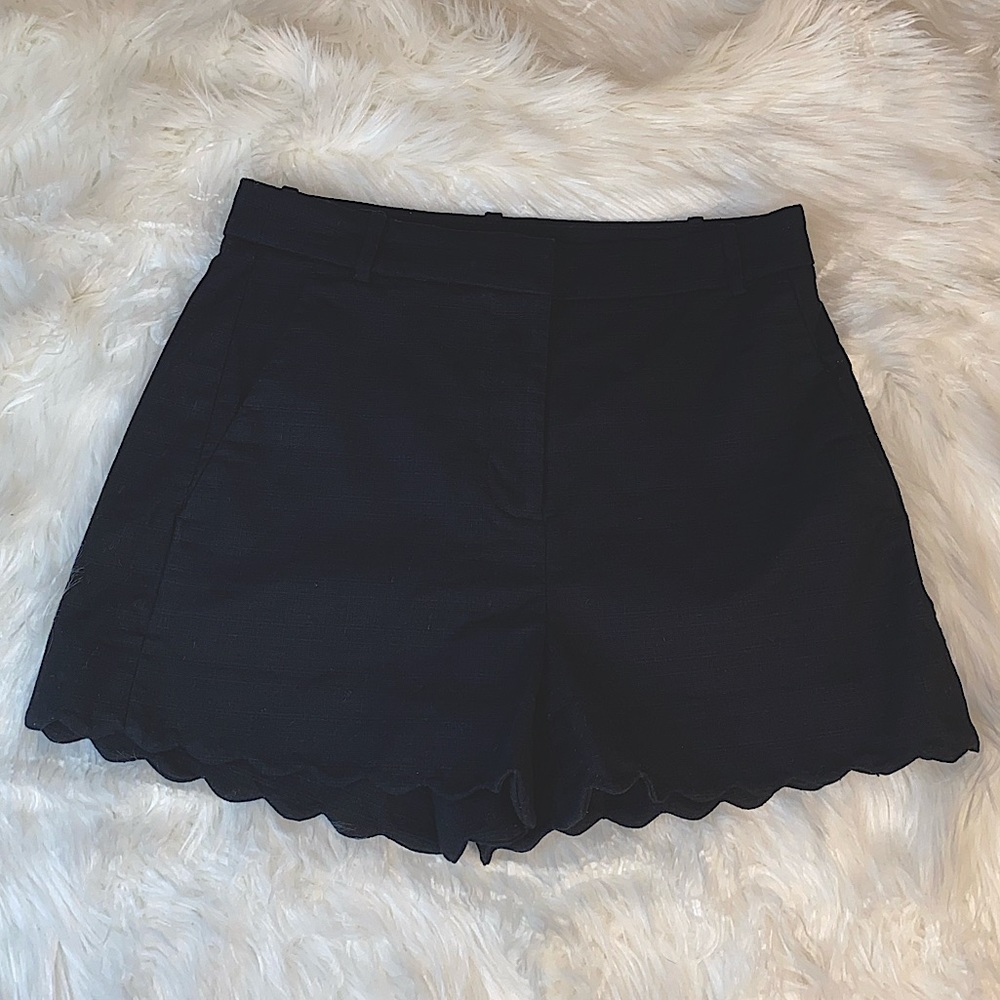 J. Crew J.Crew size 0 black scalloped hem high waisted shorts